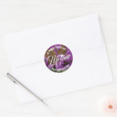 Paarse Bloemen HAPPY MOEDERDAG Ronde Sticker (Envelop)