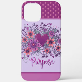 Paarse Bloemen Hart Doel Inspirivity Case-Mate iPhone Case