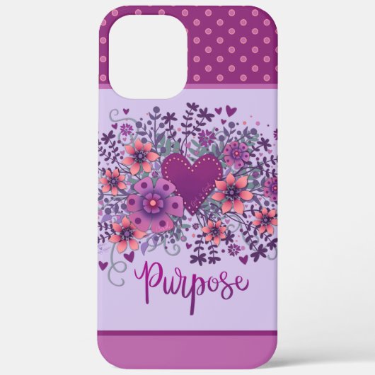 Paarse Bloemen Hart Doel Inspirivity Case-Mate iPhone Case (Achterkant)