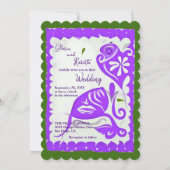 Paarse Bloemen Hart Papel Picado Mexicaanse bruilo Kaart (Voorkant)