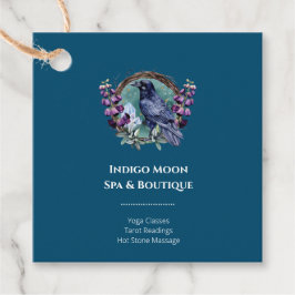 Paarse bloemen hemelse raven kristallen krans bedankjes labels