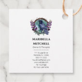 Paarse bloemen hemelse raven kristallen krans bedankjes labels (Achterkant)