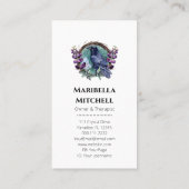 Paarse bloemen hemelse raven kristallen krans visitekaartje (Achterkant)