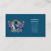Paarse bloemen hemelse raven kristallen krans visitekaartje (Achterkant)