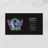 Paarse bloemen hemelse raven kristallen krans visitekaartje (Achterkant)