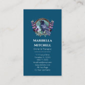 Paarse bloemen hemelse raven kristallen krans visitekaartje (Achterkant)