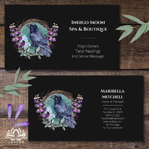 Paarse bloemen hemelse raven kristallen krans visitekaartje