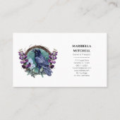Paarse bloemen hemelse raven kristallen krans visitekaartje (Achterkant)