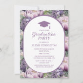 Paarse Bloemen High School Afstuderen Cap Kaart (Voorkant)