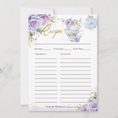 Paarse Bloemen High Tea Party Breng Recept Kaart (Voorkant)