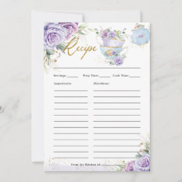 Paarse Bloemen High Tea Party Breng Recept Kaart