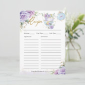 Paarse Bloemen High Tea Party Breng Recept Kaart (Staand voorkant)
