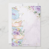 Paarse Bloemen High Tea Party Breng Recept Kaart (Achterkant)