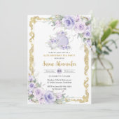  Paarse Bloemen High Tea Party Verjaardag Kaart (Staand voorkant)