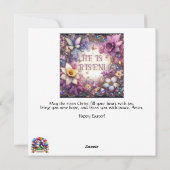 Paarse bloemen Hij is verrezen vlinders Pasen Feestdagenkaart (Achterkant)