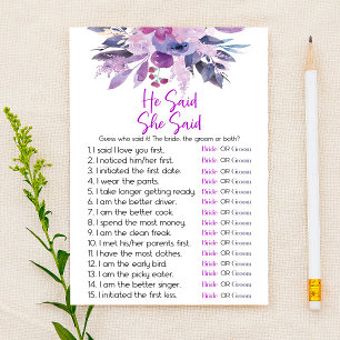 Paarse Bloemen Hij zei dat ze Vrijgezellenfeest sp Briefpapier