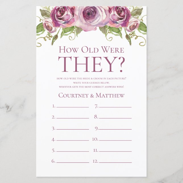 Paarse bloemen hoe oud ze waren Vrijgezellenfeest (Voorkant)