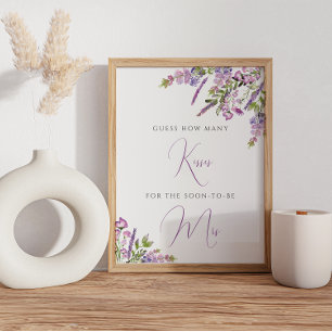 Paarse Bloemen Hoeveel Kusjes Bord Poster