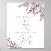 Paarse Bloemen Hoeveel Kusjes Bord Poster (Voorkant)