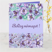 Paarse bloemen - Hongaarse naamdag Kaart (Gele Bloem)