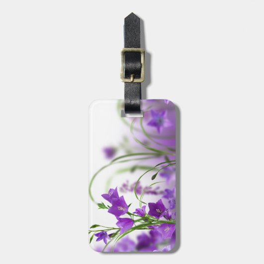 Paarse Bloemen Horizontaal Bagagelabel (Voorkant verticaal)