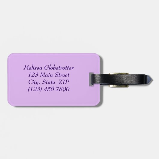 Paarse Bloemen Horizontaal Bagagelabel (Achterkant horizontaal)