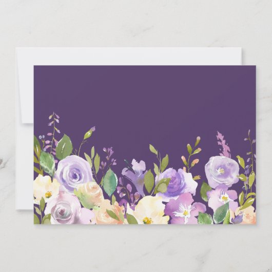 paarse bloemen housewarming party uitnodiging (Achterkant)