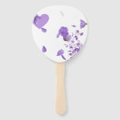Paarse Bloemen Huwelijk Hand Fan - "Zeg Ja" Paddle Handwaaier (Achterkant)