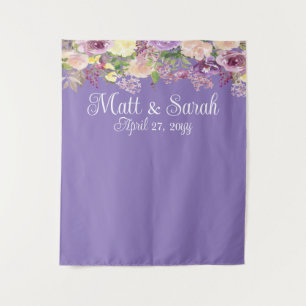 Paarse Bloemen Huwelijk Receptie Flower Photo Boot Wandkleed