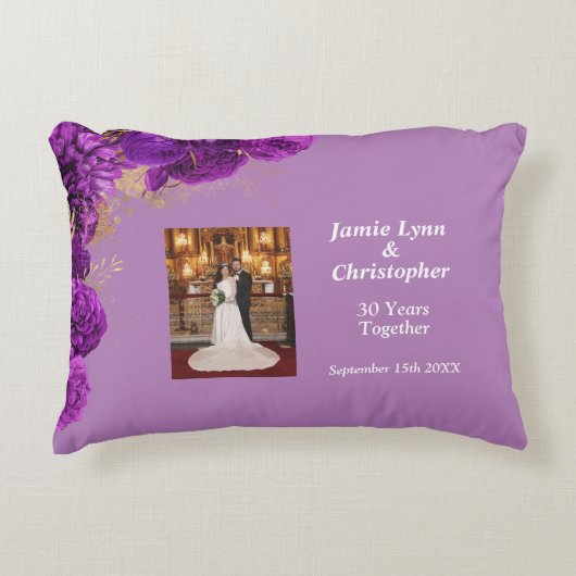 Paarse bloemen Huwelijksjubileum Accentkussen Accent Kussen (Voorkant)