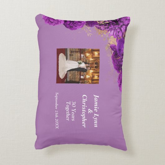 Paarse bloemen Huwelijksjubileum Accentkussen Accent Kussen (Achterkant (Verticaal))