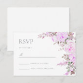 Paarse Bloemen Huwelijksreactie RSVP-kaart RSVP Kaartje (Voorkant / Achterkant)