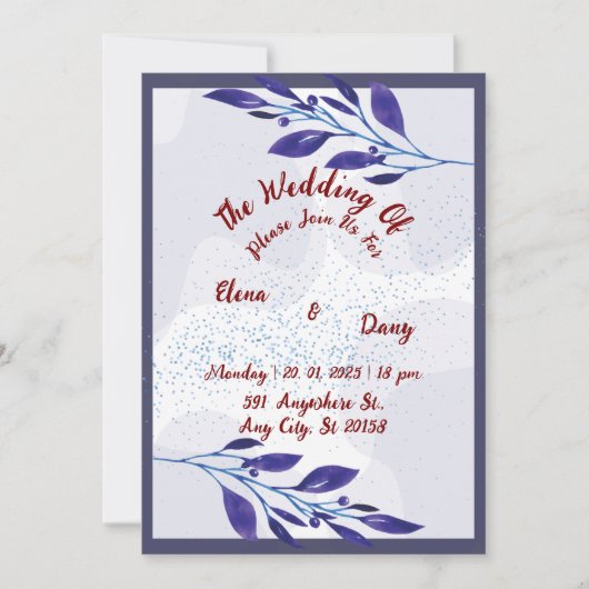 Paarse bloemen huwelijksuitnodiging: een dromerige feestdagenkaart (Voorkant)