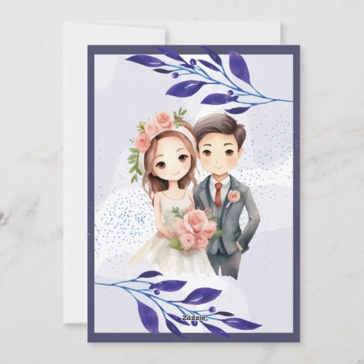 Paarse bloemen huwelijksuitnodiging: een dromerige feestdagenkaart (Achterkant)