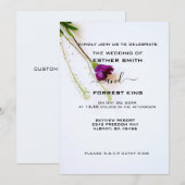 Paarse Bloemen Huwelijksuitnodigingen - Anjer Desi Kaart (Voorkant / Achterkant)