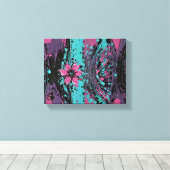 Paarse bloemen in dynamische achtergrond, stedelij canvas afdruk (Insitu (Houten vloer))