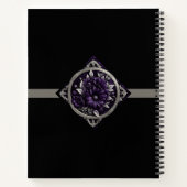 Paarse bloemen in gotisch Lijst met lint Notitieboek (Achterkant)
