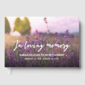 Paarse bloemen in liefdevolle herinnering gastenboek (Voorkant)