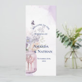 Paarse bloemen in Mason Jar Bloemen bruiloft progr Kaart (Staand voorkant)