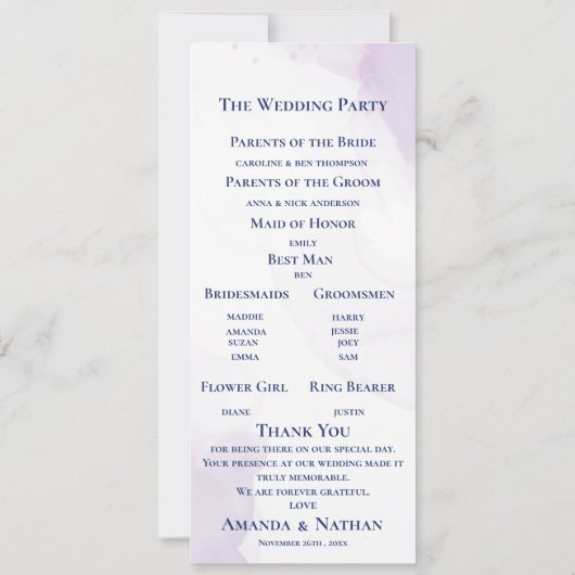 Paarse bloemen in Mason Jar Bloemen bruiloft progr Kaart (Achterkant)