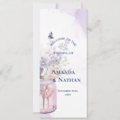 Paarse bloemen in Mason Jar Bloemen bruiloft progr Kaart (Voorkant)