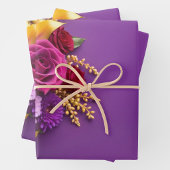 Paarse Bloemen Inpakpapier Vel