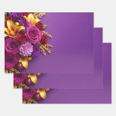 Paarse Bloemen Inpakpapier Vel