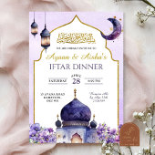 Paarse Bloemen Islam Eid Iftar Diner Kaart