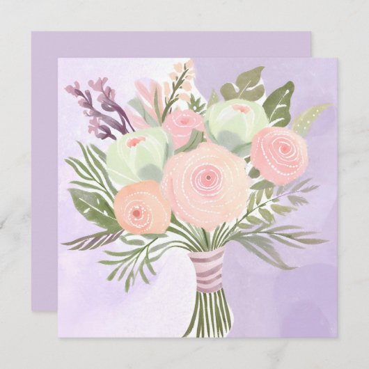 Paarse Bloemen Kaart (Voorkant / Achterkant)