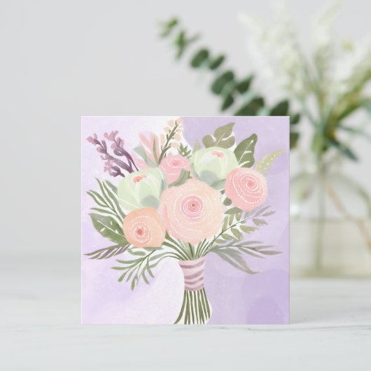 Paarse Bloemen Kaart (Staand voorkant)