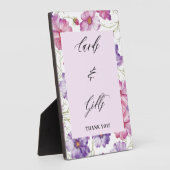 Paarse bloemen Kaarten en geschenken bruiloft Fotoplaat (Zijkant)