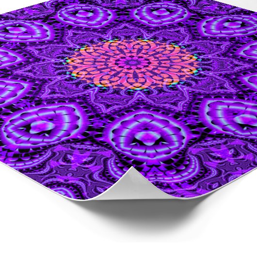 Paarse bloemen Kaleidoscoop Kunst Poster (Hoek)