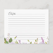 Paarse Bloemen Kalligrafie Script Recept Kaart (Achterkant)