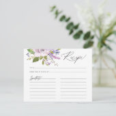 Paarse Bloemen Kalligrafie Script Recept Kaart (Staand voorkant)